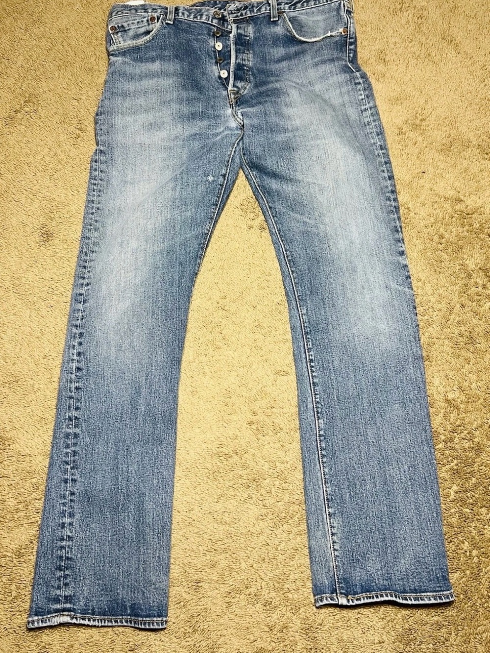 Levi’s 501 Distressed Straight Leg Button-Fly Jeans 35” Waist